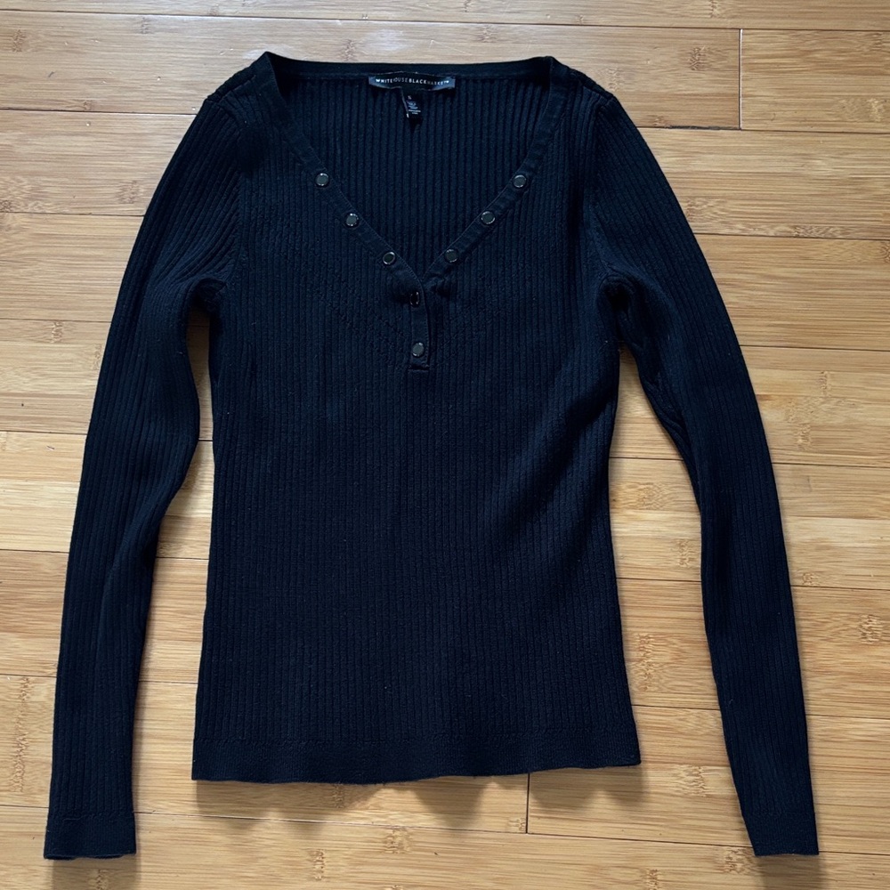White House Black Market Black Ribbed Knit
